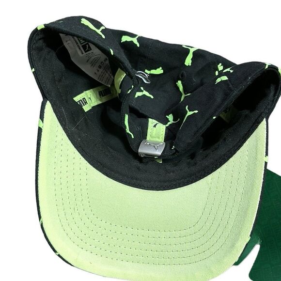 Puma one size fits all adjustable adult hat black/neon green new - Picture 3 of 4